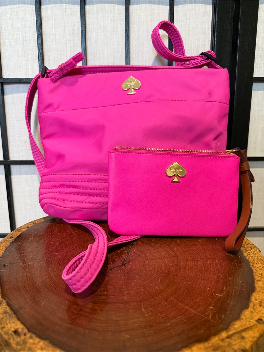 kate spade Bright Pink Crossbody Bag with Matching Pouch